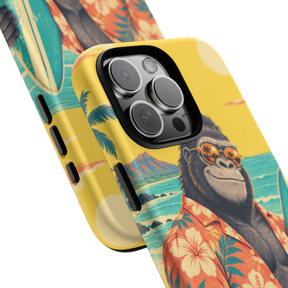 Banana Break iPhone Tough Case | Retro Surf Gorilla Art