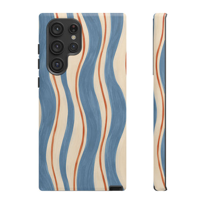 Blue Wavy Stripe Samsung Galaxy Tough Case | Riviera Ribbons