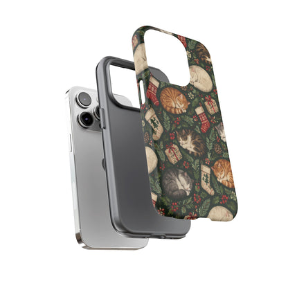 Christmas Cat Naps iPhone Tough Case | christmas cats