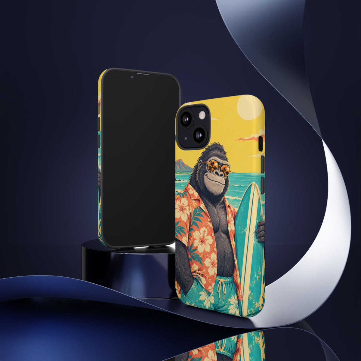Banana Break iPhone Tough Case | Retro Surf Gorilla Art