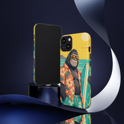 Banana Break iPhone Tough Case | Retro Surf Gorilla Art