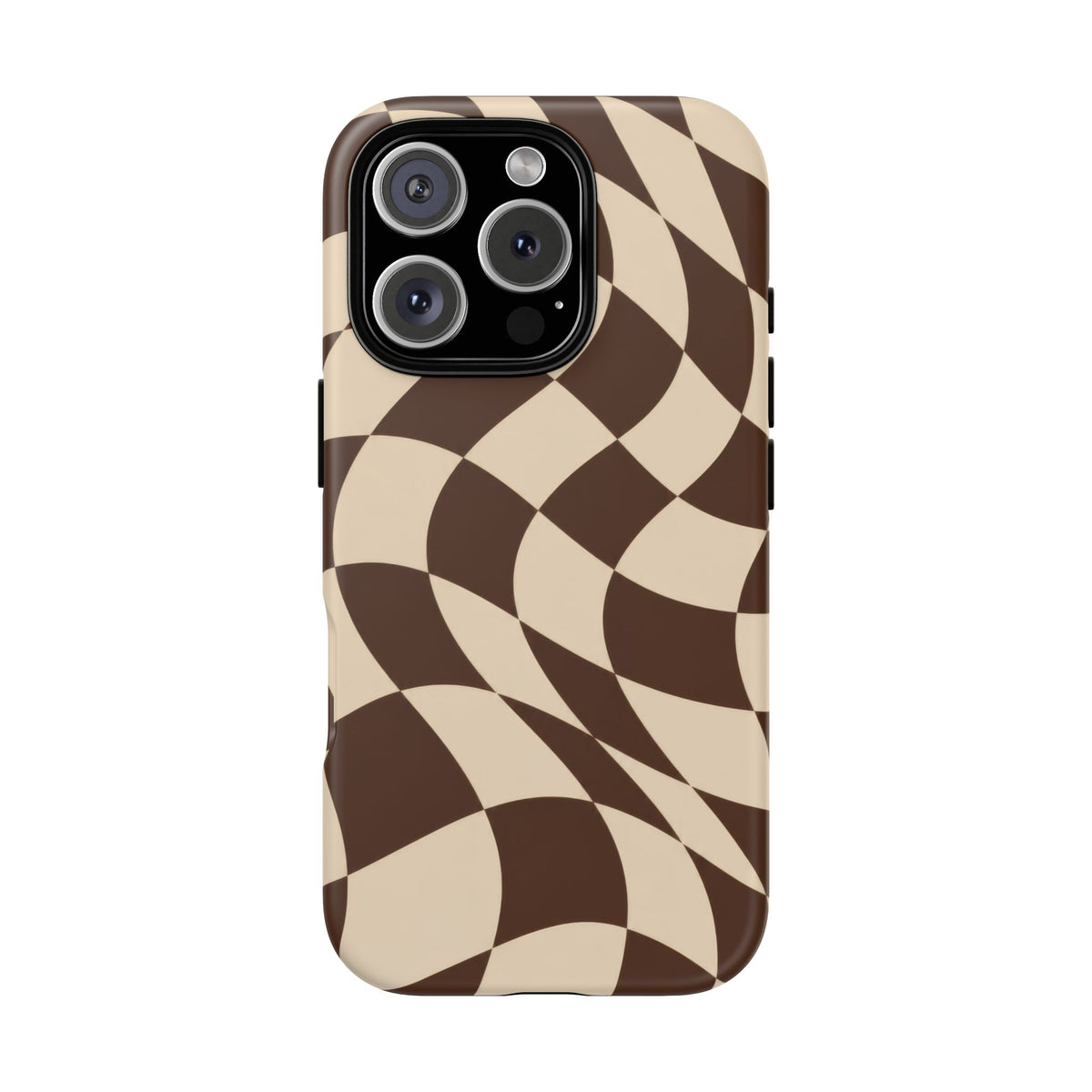 Espresso Wave iPhone Tough Case | brown checkerboard