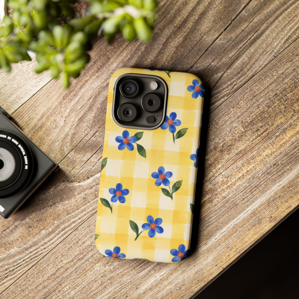 Buttercup Picnic iPhone Tough Case | yellow gingham