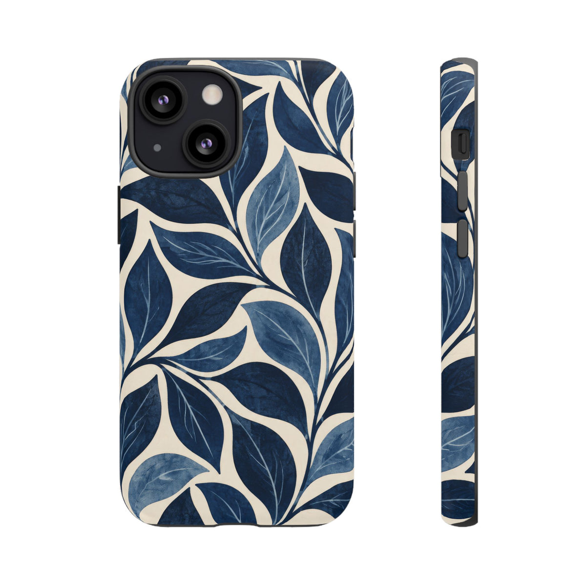Indigo Folia iPhone Tough Case | Indigo & Ivory Leaf Pattern