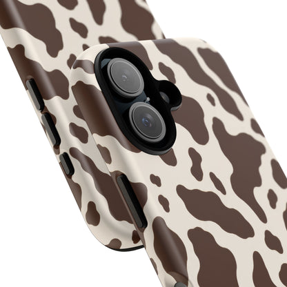 Cocoa Ranch iPhone Tough Case | Brown Cow Print