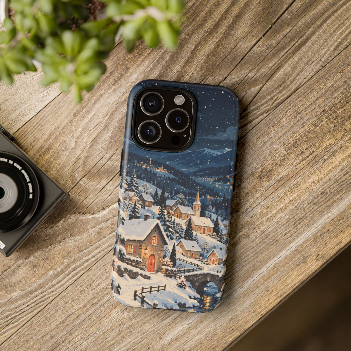 Snowfall on Juniper Lane iPhone Tough Case | christmas village