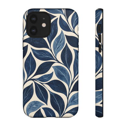 Indigo Folia iPhone Tough Case | Indigo & Ivory Leaf Pattern