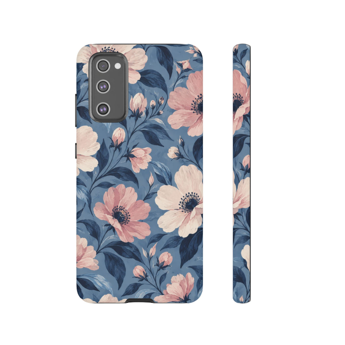 Dusk Blossom Samsung Galaxy Tough Case | Pink & Ivory Floral on Blue