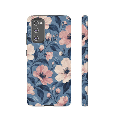 Dusk Blossom Samsung Galaxy Tough Case | Pink & Ivory Floral on Blue