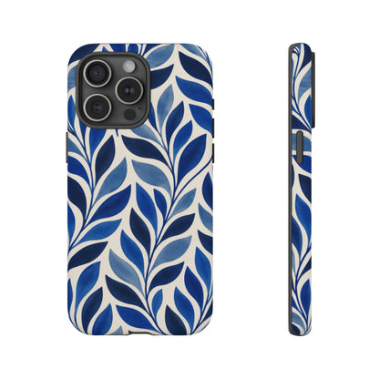Cobalt Current iPhone Tough Case | Cobalt Blue Leaf Pattern