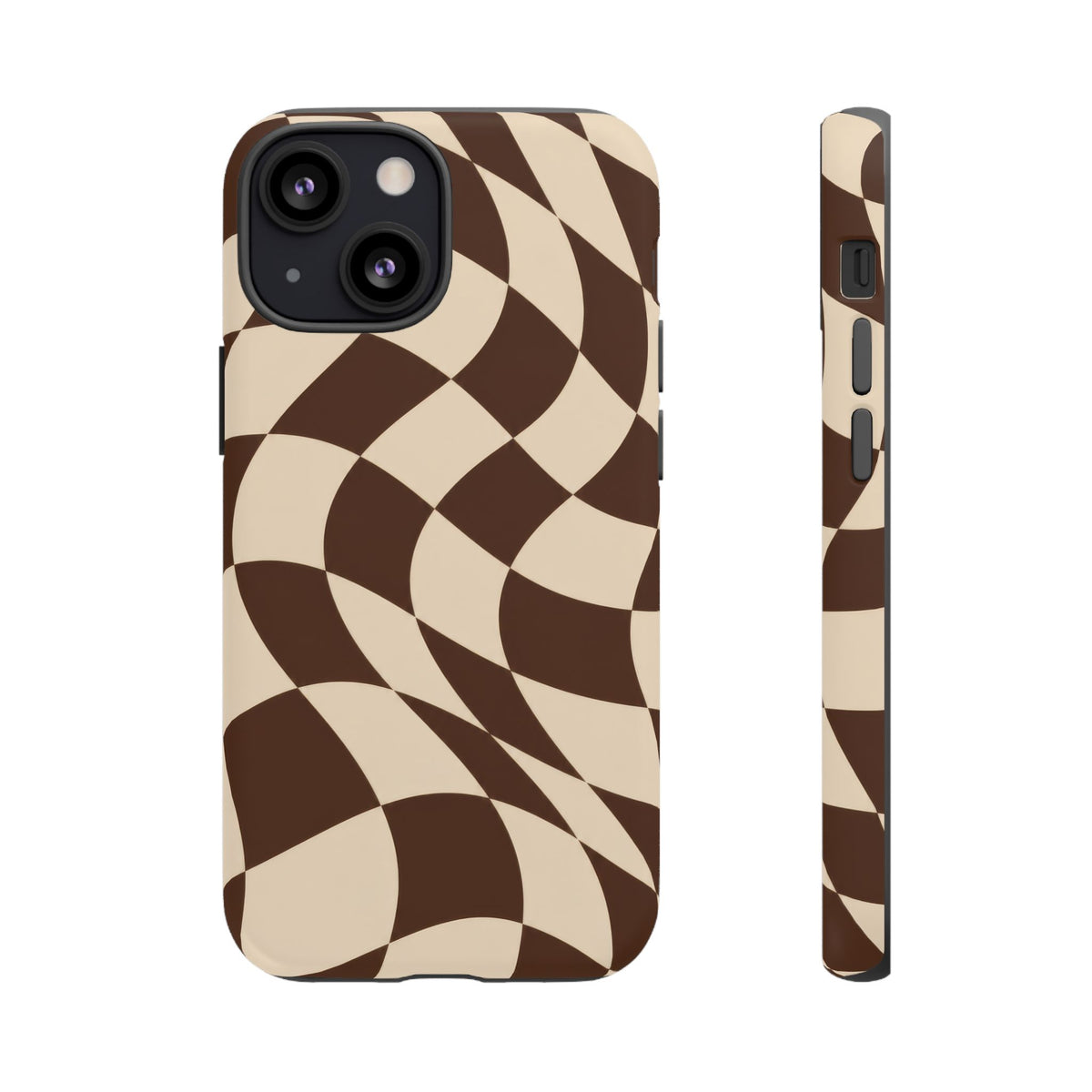 Espresso Wave iPhone Tough Case | brown checkerboard