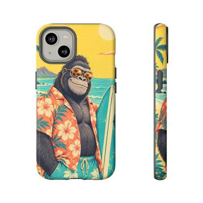 Banana Break iPhone Tough Case | Retro Surf Gorilla Art