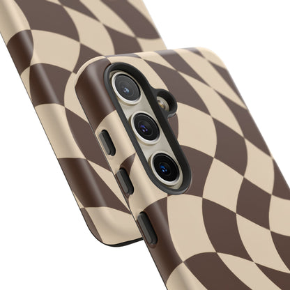 Espresso Wave Samsung Galaxy Tough Case | brown checkerboard