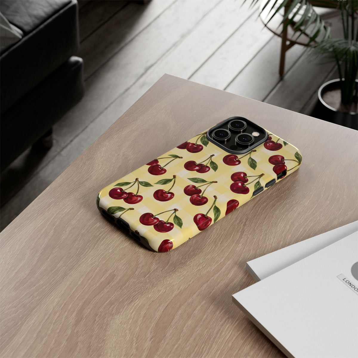 Cherry Gingham iPhone Tough Case | Cherry Picnic