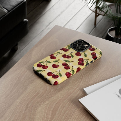 Cherry Gingham iPhone Tough Case | Cherry Picnic