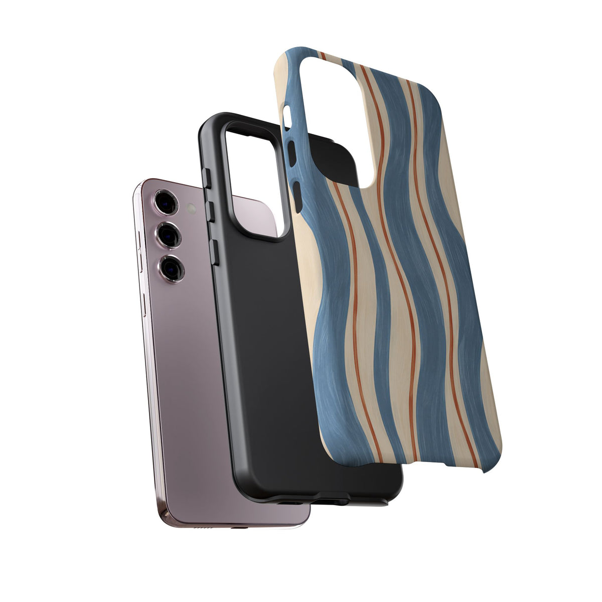 Blue Wavy Stripe Samsung Galaxy Tough Case | Riviera Ribbons