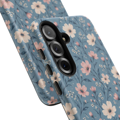 Blue Meadow Samsung Galaxy Tough Case | Pink & Ivory Floral on Blue