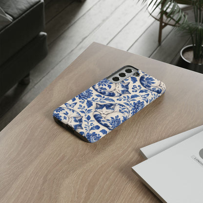 Porcelain Paws Samsung Galaxy Tough Case | blue cat pattern