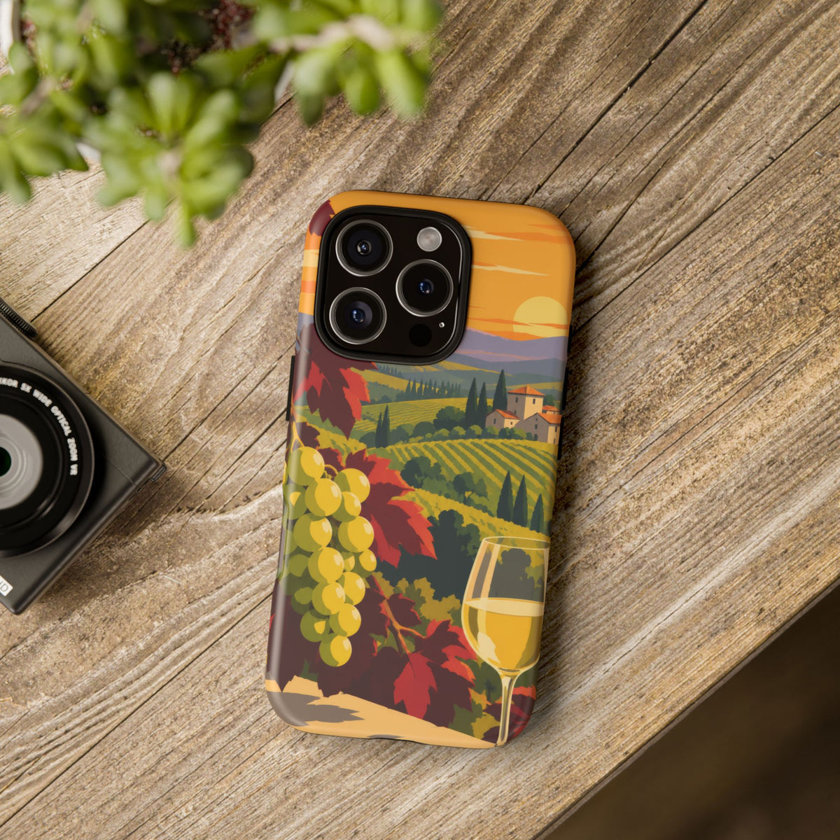 Wine & Grapes — Golden Vintage iPhone Tough Case | wine grapes