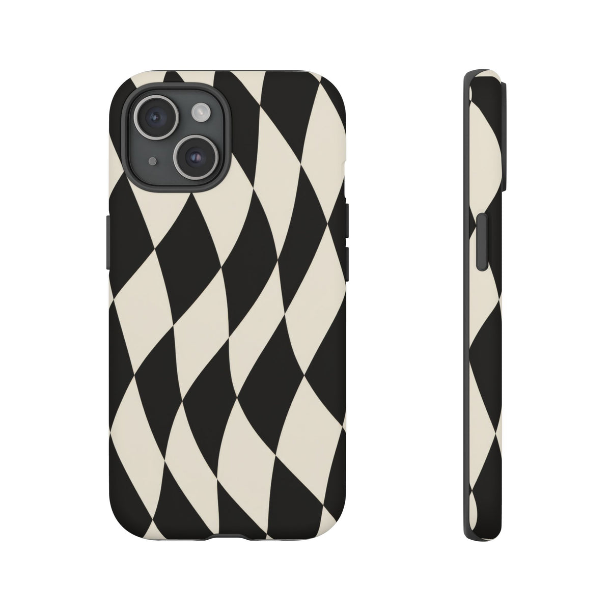 Harlequin Sway iPhone Tough Case | Black & White Harlequin