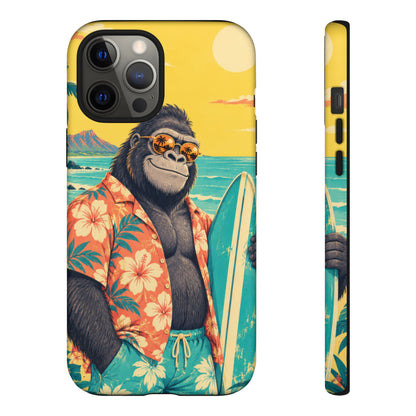 Banana Break iPhone Tough Case | Retro Surf Gorilla Art