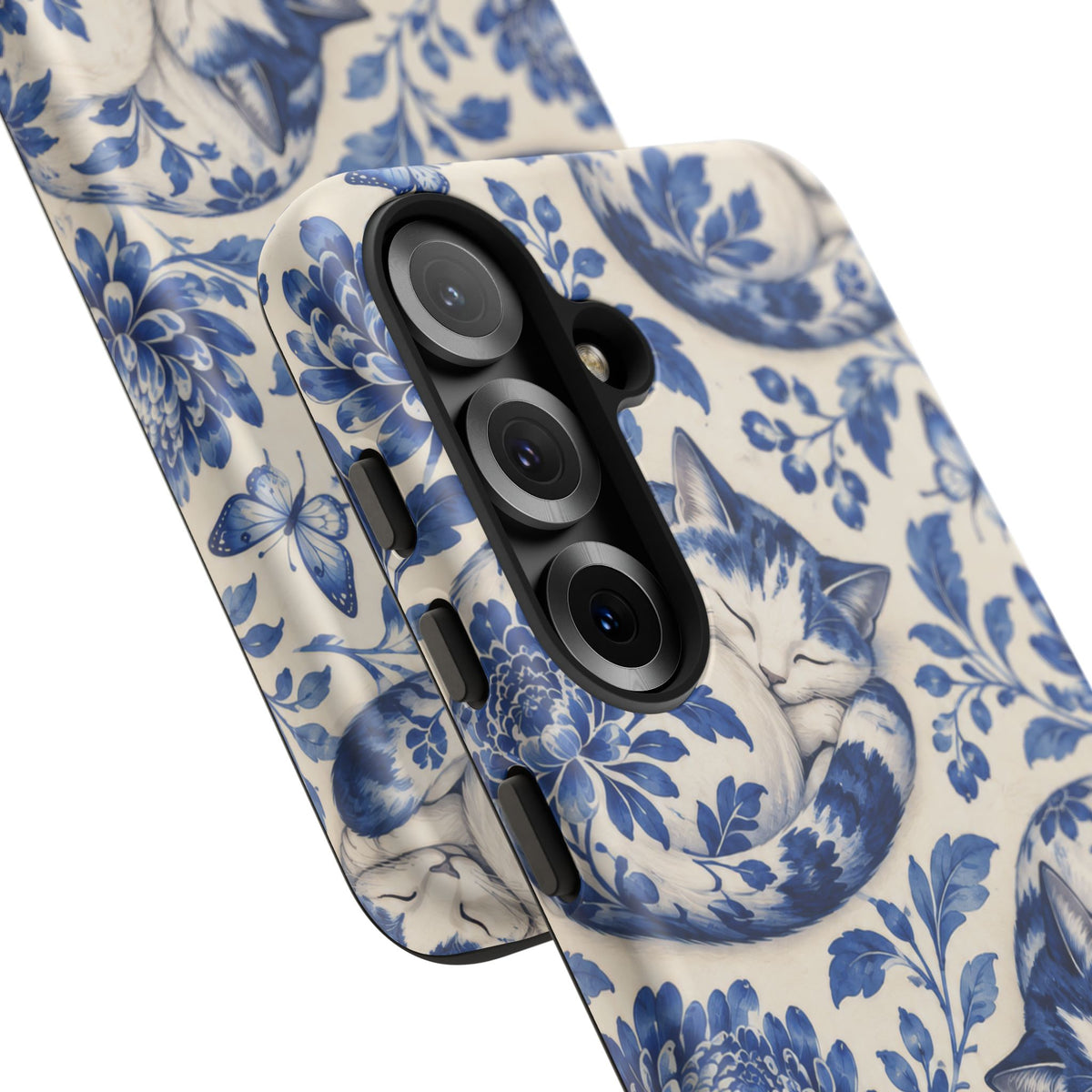Porcelain Paws Samsung Galaxy Tough Case | blue cat pattern