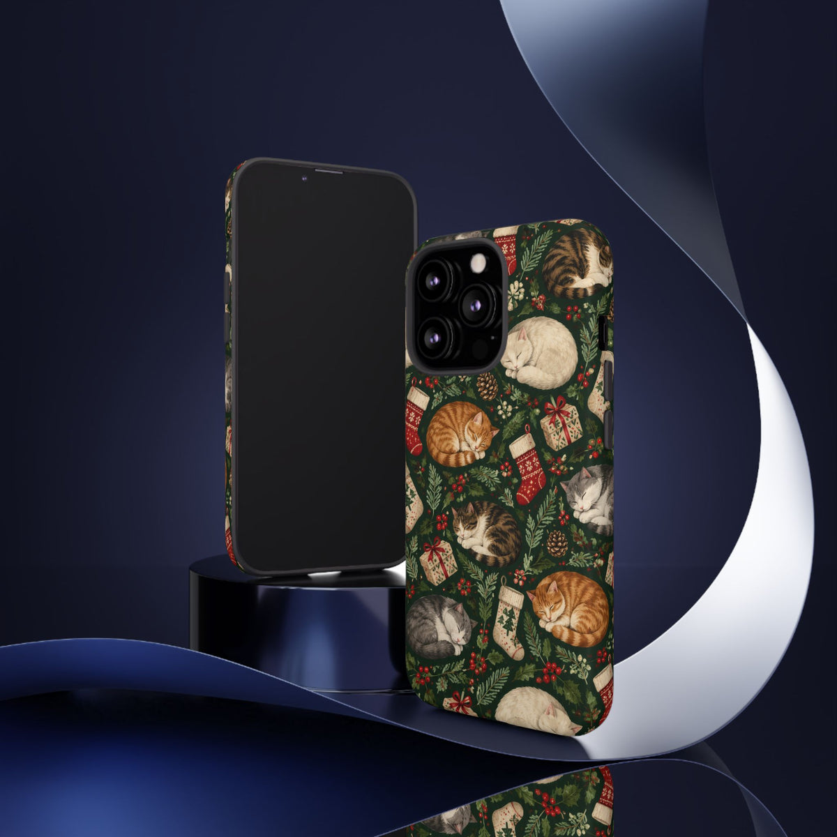 Christmas Cat Naps iPhone Tough Case | christmas cats