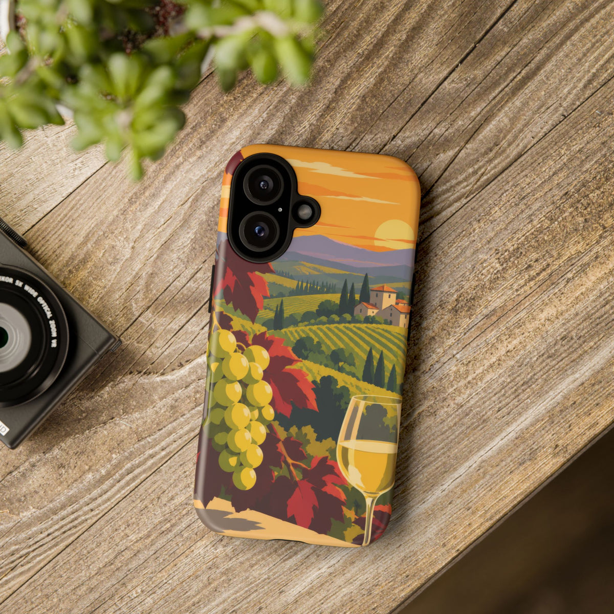 Wine & Grapes — Golden Vintage iPhone Tough Case | wine grapes