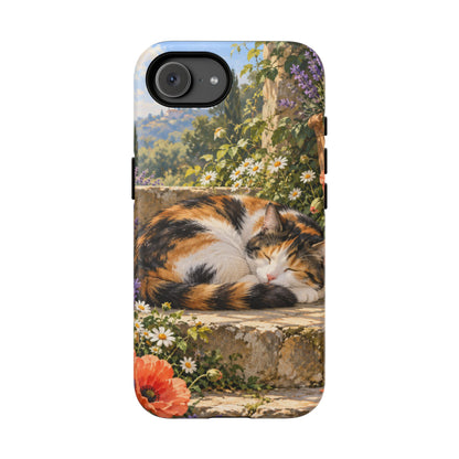Garden Nap iPhone Tough Case | calico cat