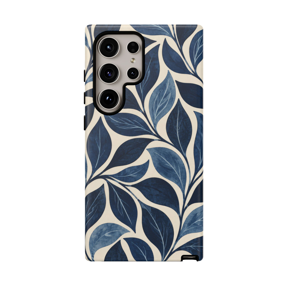 Indigo Folia Samsung Galaxy Tough Case | Indigo & Ivory Leaf Pattern