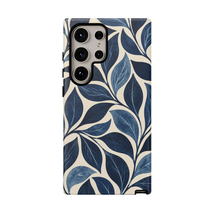 Indigo Folia Samsung Galaxy Tough Case | Indigo & Ivory Leaf Pattern