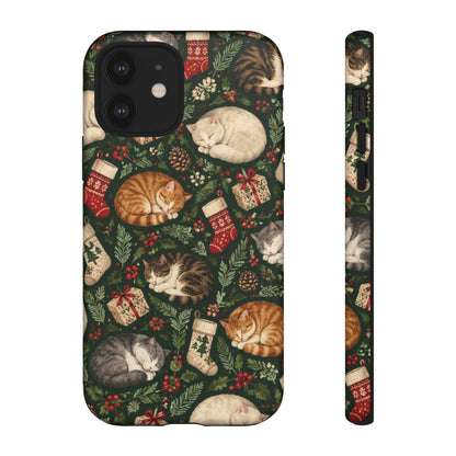 Christmas Cat Naps iPhone Tough Case | christmas cats