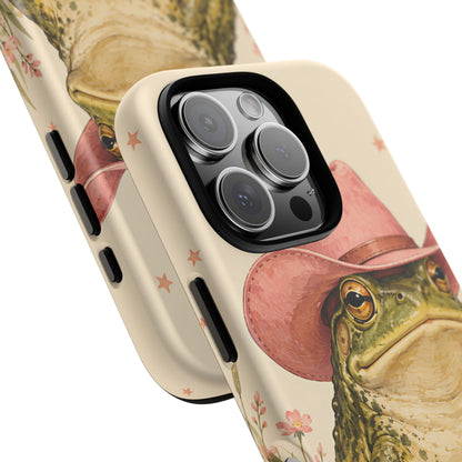 Cowboy Frog iPhone Tough Case | Pink Hat Bullfrog