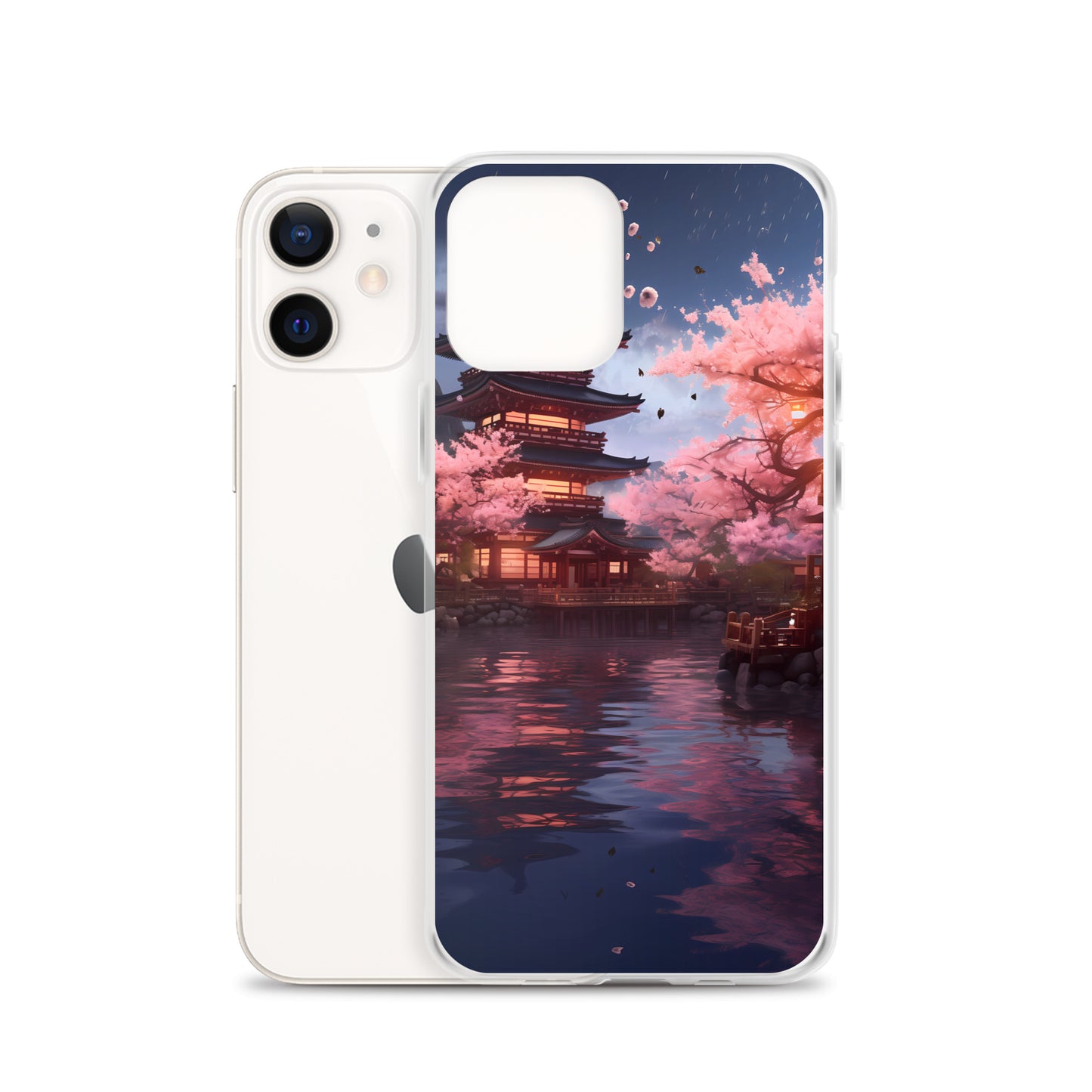 iPhone Case - Ancient Kyoto with Flying Cherry Blossoms