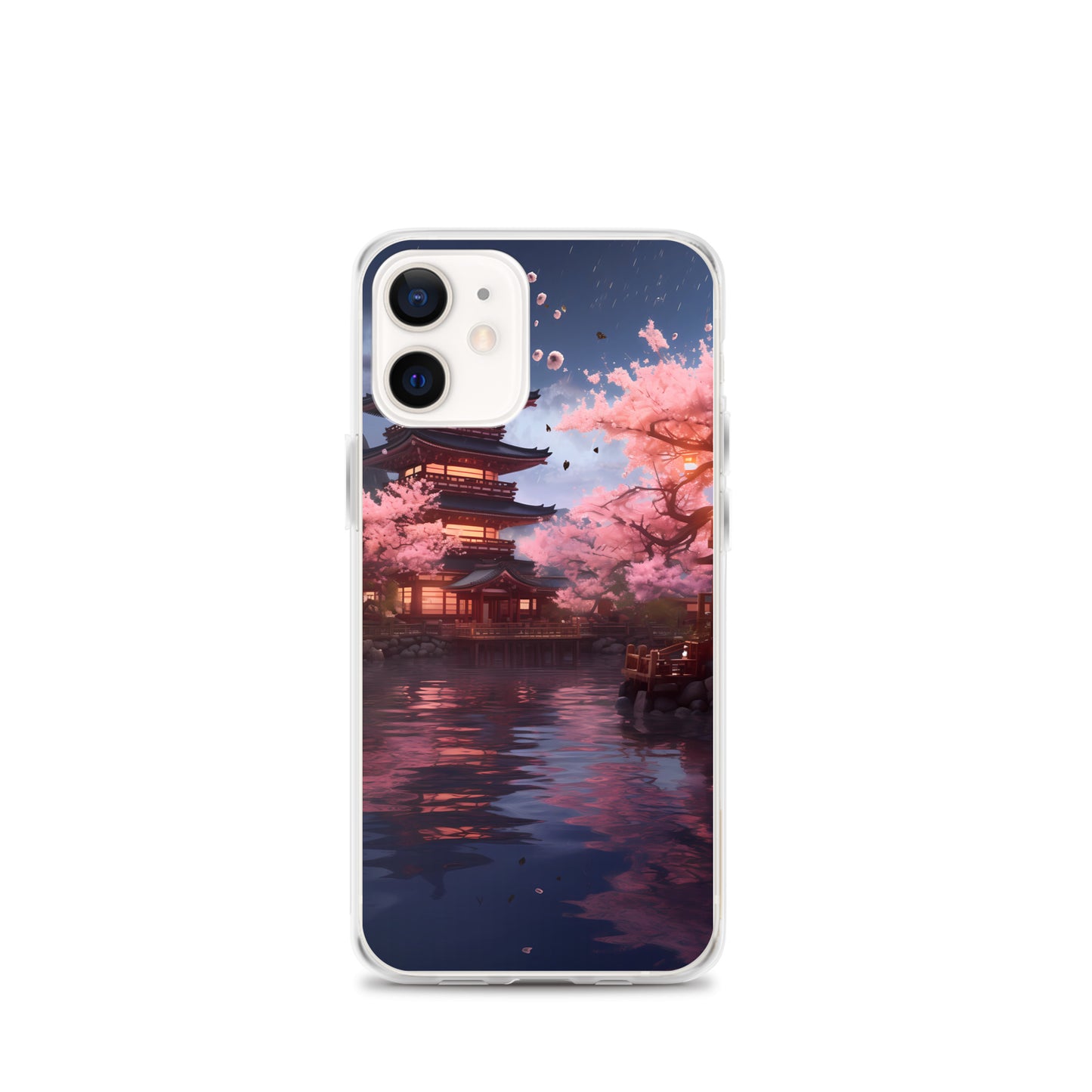 iPhone Case - Ancient Kyoto with Flying Cherry Blossoms