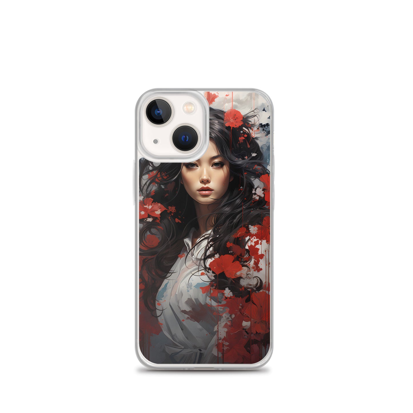 iPhone Case - Japanese Woman with Red Flowers