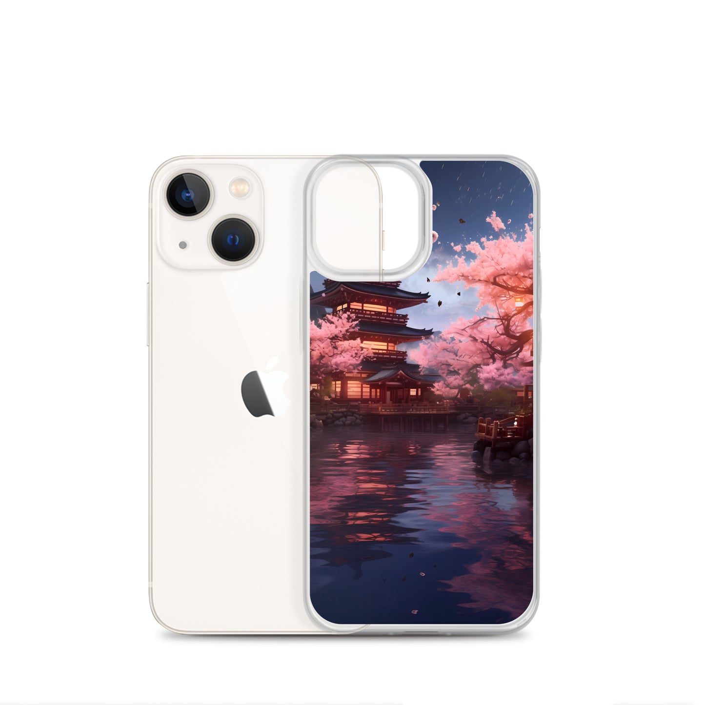 iPhone Case - Ancient Kyoto with Flying Cherry Blossoms