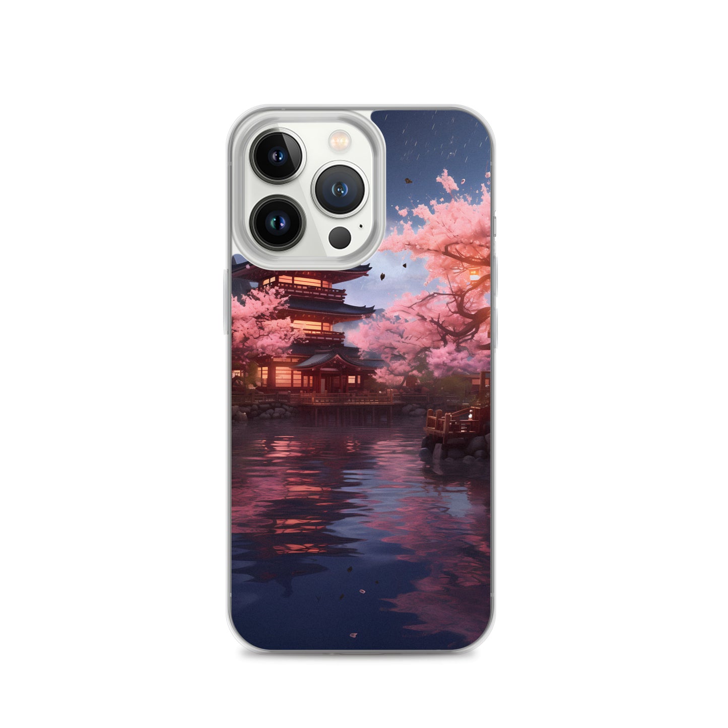 iPhone Case - Ancient Kyoto with Flying Cherry Blossoms