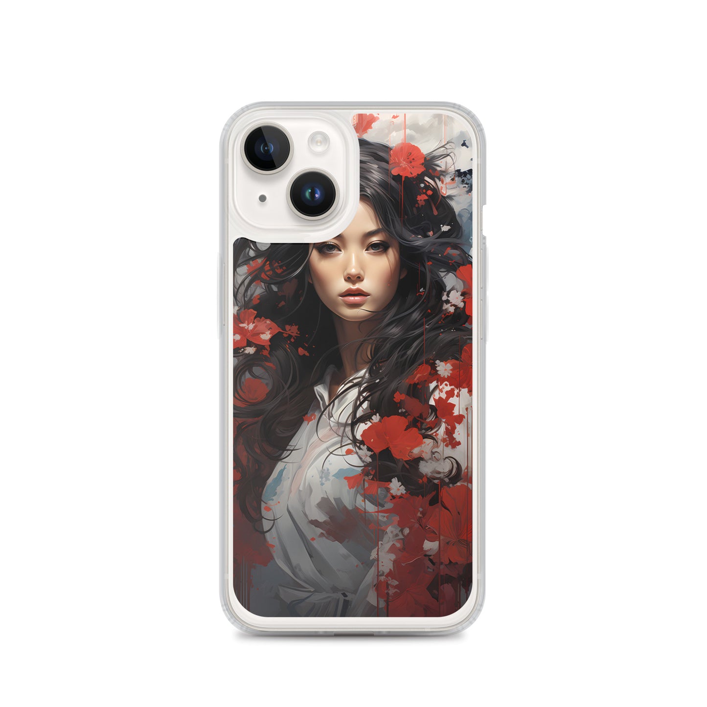 iPhone Case - Japanese Woman with Red Flowers