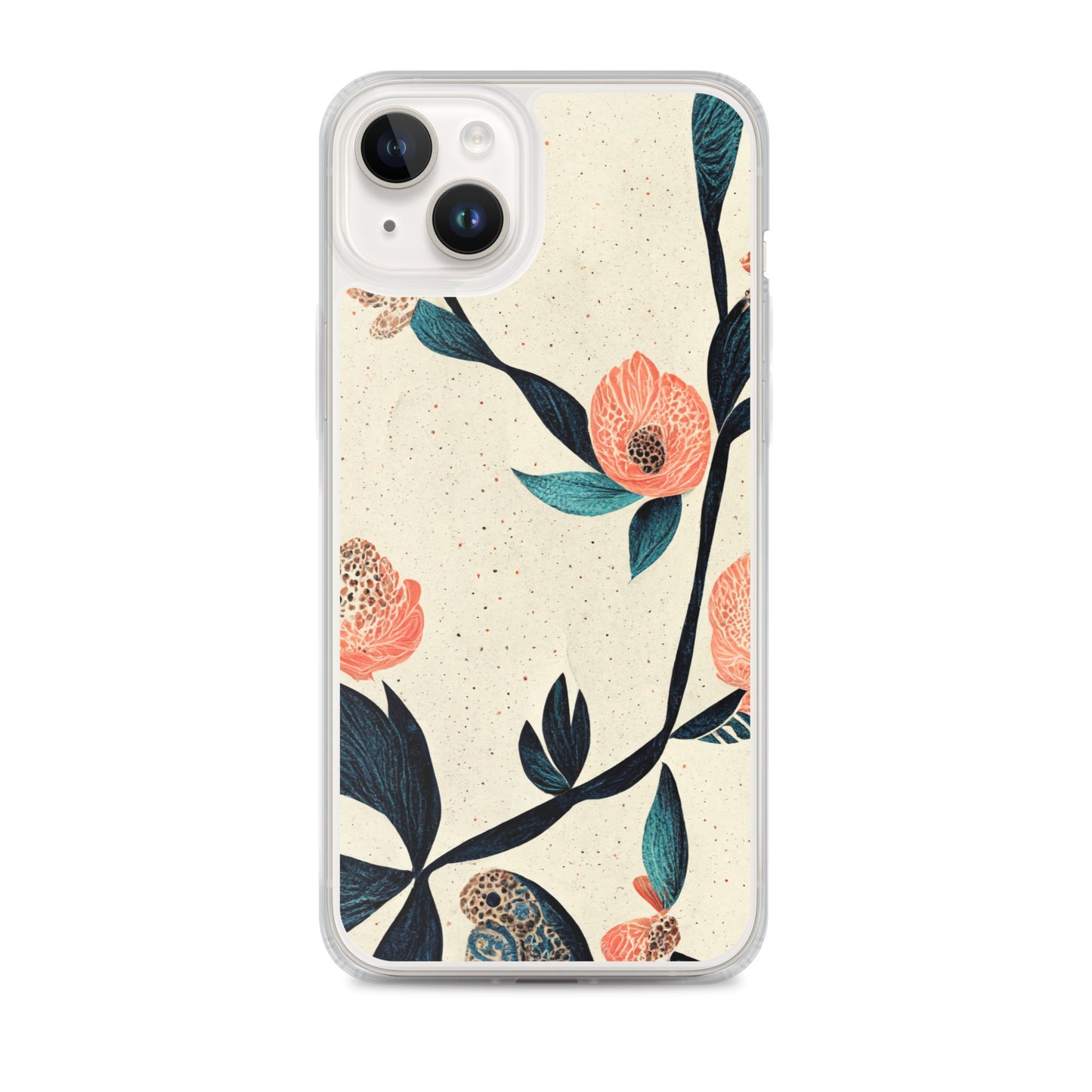 iPhone Case - Pink Floral on Speckled Ivory