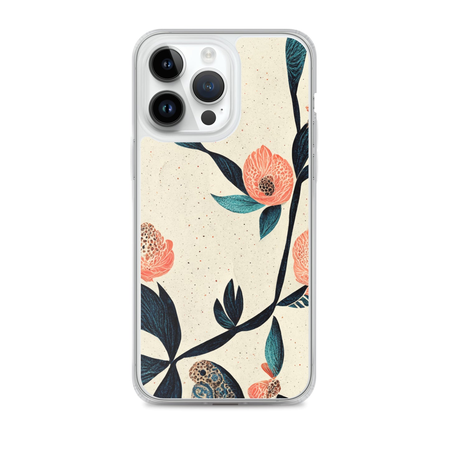 iPhone Case - Pink Floral on Speckled Ivory