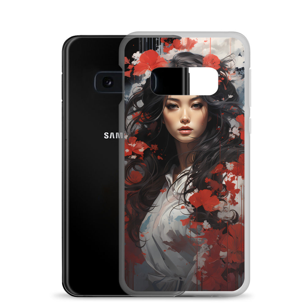 Samsung Case: Japanese Woman with Red Flowers