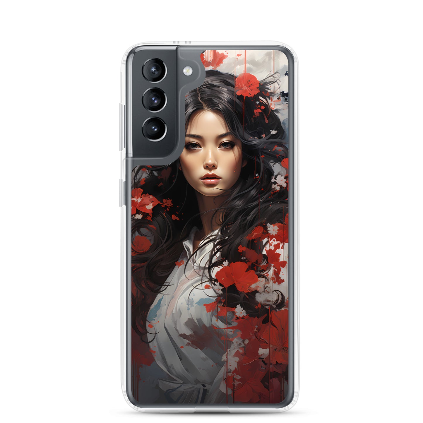 Samsung Case: Japanese Woman with Red Flowers