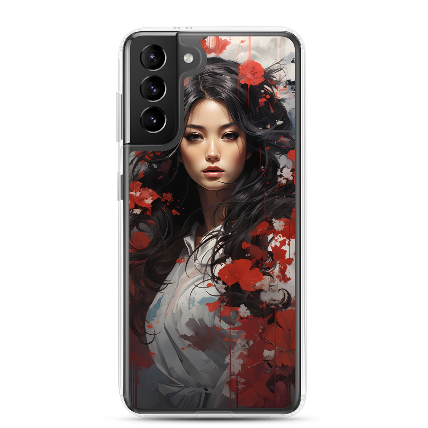 Samsung Case: Japanese Woman with Red Flowers