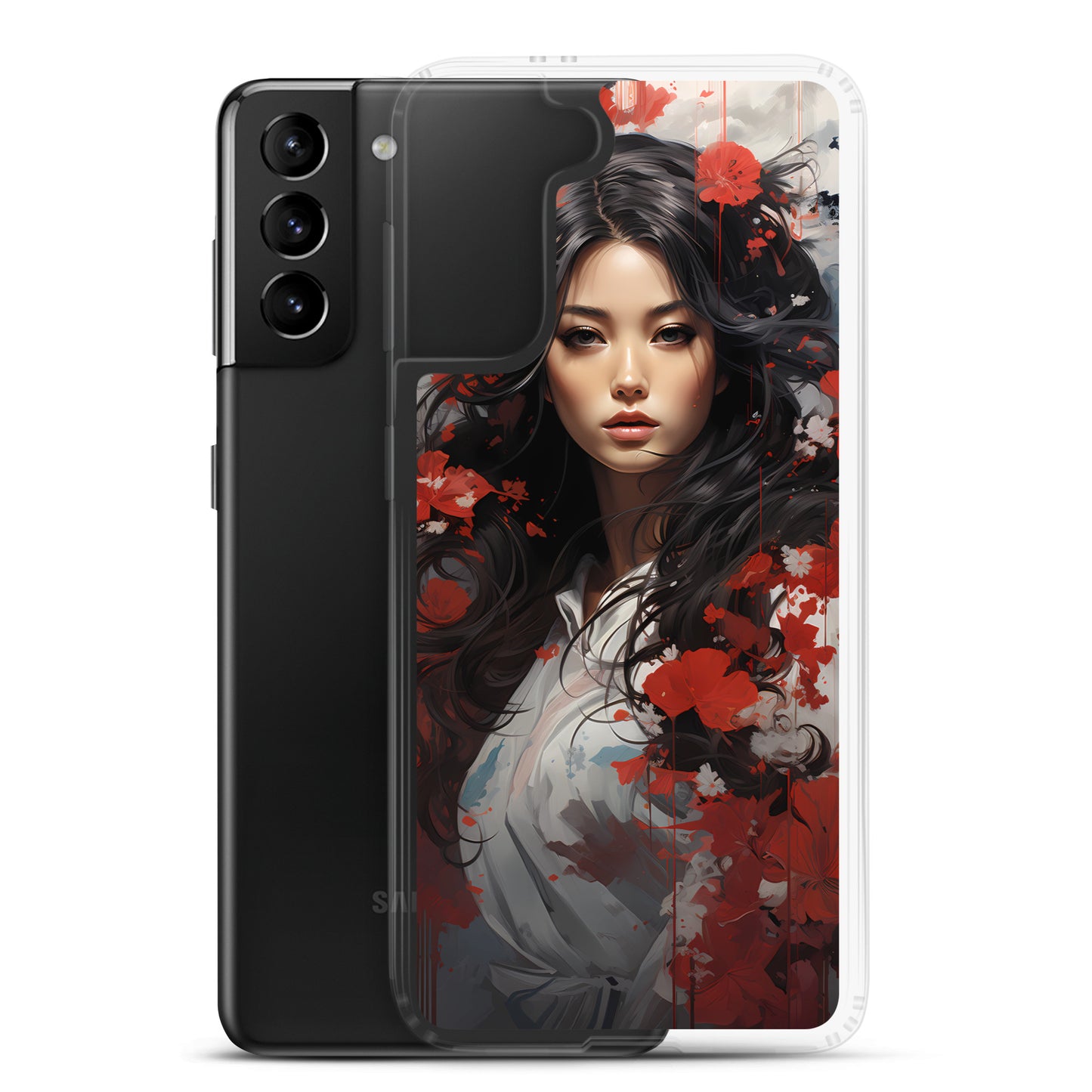 Samsung Case: Japanese Woman with Red Flowers