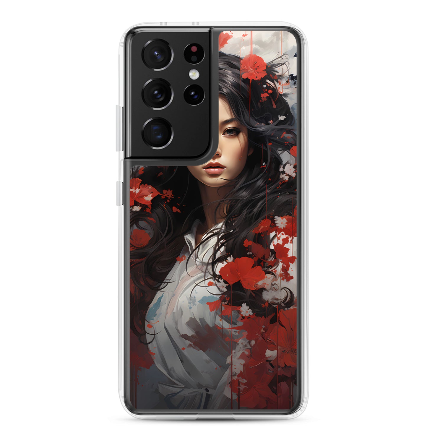 Samsung Case: Japanese Woman with Red Flowers