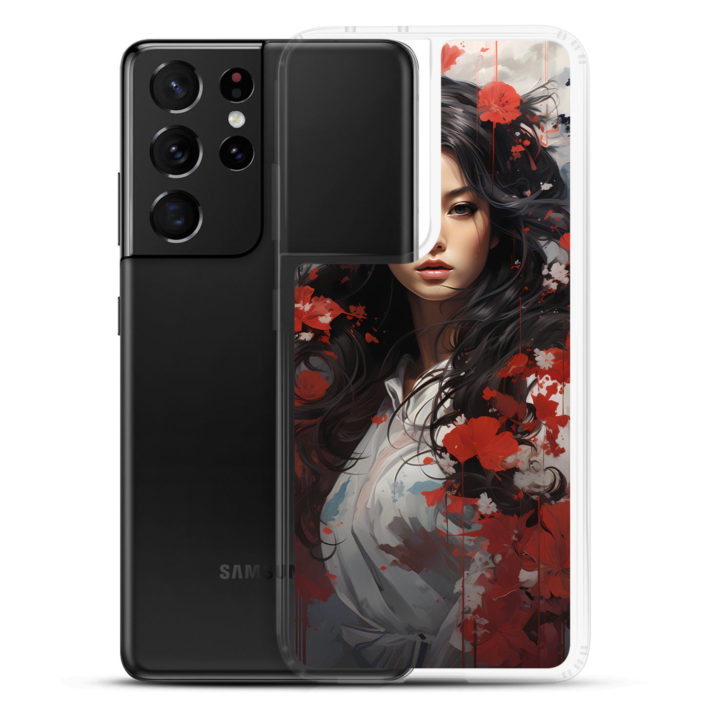Samsung Case: Japanese Woman with Red Flowers