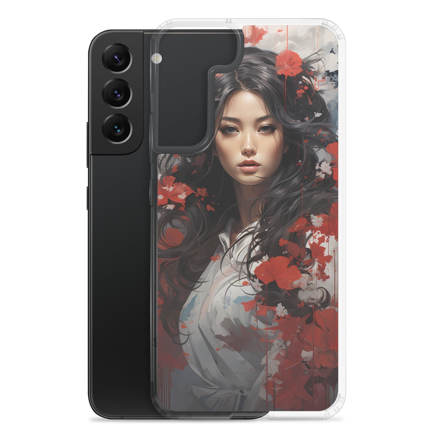 Samsung Case: Japanese Woman with Red Flowers