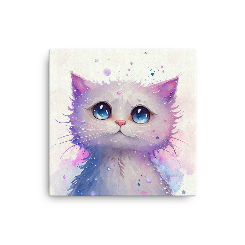 Canvas Wall Art - Blue Eyed Kitten Watercolor