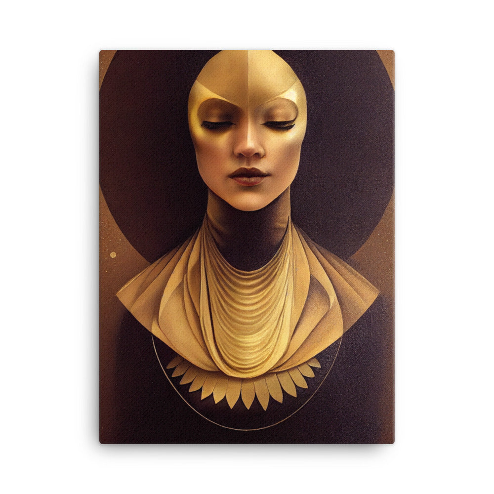 Canvas Wall Art - Golden Masked Woman